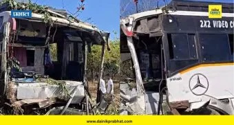 Accident News : लग्नाहून परत येताना वऱ्हाडाच्या बसचा भीषण अपघात; ड्रायव्हरची 'ती' चूक पडली महागात