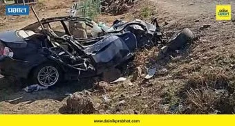 मोठा अपघात..! भरधाव BMW कारची ट्रकला जोरदार धडक; ४ मित्रांचा जागीच अंत