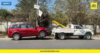 Pimpri Chinchwad News : कायदा सर्वांना समान आहे का? वाहतूक पोलिसांच्याच गाडीने तोडले नियम; पाहा 'त्या' क्रेनचा प्रताप