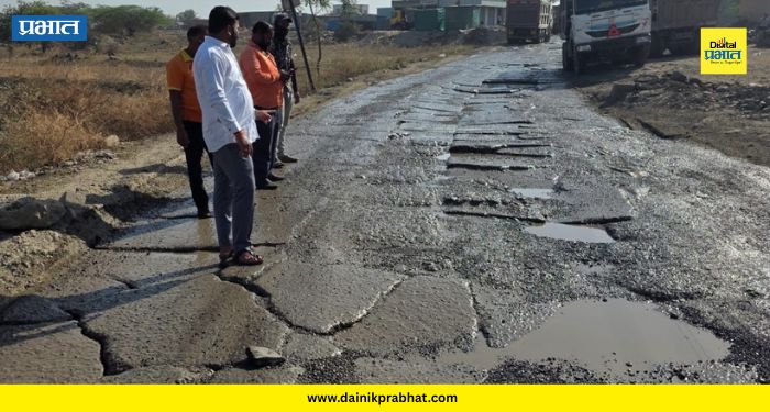 Wagholi: वाघोली-भावडी रस्त्याची बनली चाळण; तातडीने दुरुस्त करण्याची नागरिकांची मागणी