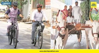 PCMC News : महापालिकेत हायव्होल्टेज ड्रामा! महापौर सायकलवर, तर विरोधक थेट बैलगाडीतून...पाहा काय घडलं?