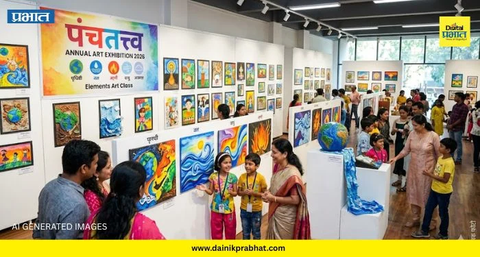 Pune : “पंचतत्त्व” कला प्रदर्शनातून विद्यार्थ्यांच्या कल्पकतेला वाव