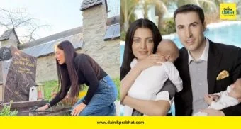 Celina Jaitly: मुलाच्या आठवणीने सेलिना जेटली भावूक; कबरीची साफसफाई करताना अश्रू अनावर