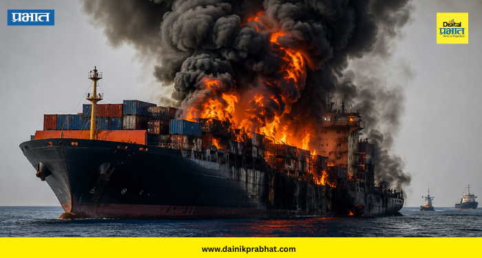 Cargo Ship Fire : होर्मुझच्या सामुद्रधुनीजवळ मालवाहू जहाजाला भीषण आग; भारतीय खलाशाचा दुर्दैवी मृत्यू !