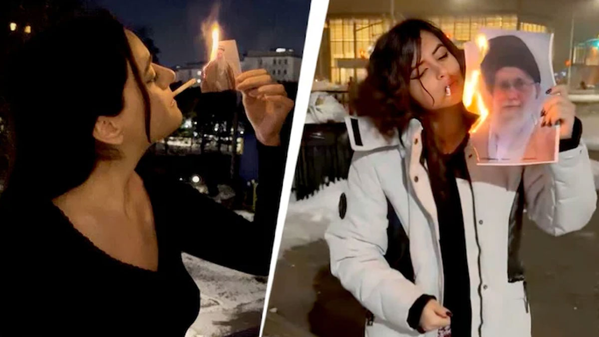 Iran protests 2026 | ఇరాన్ నడిబొడ్డున ఖమేనీ ఫోటోలను తగులబెట్టి సిగిరెట్లు వెలిగించిన యువతులు