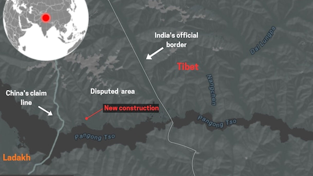 china builds structures near pangong lake