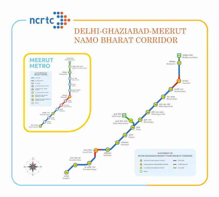 India first full RRTS corridor connecting new delhi and meerut and metro system