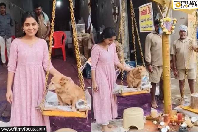 పెంపుడు కుక్కకి తులాభారం.. హీరోయిన్ పై ట్రోలింగ్